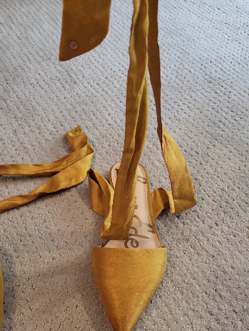 Sam Edelman Golden Yellow Pointed Toe Wrap Flats - Picture 5 of 5